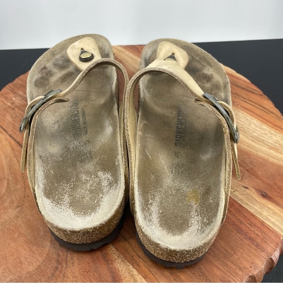 Birkenstock Gizeh Big Buckle Nubuck Leather Sandals beige 39 US 8 camo - Picture 5 of 7